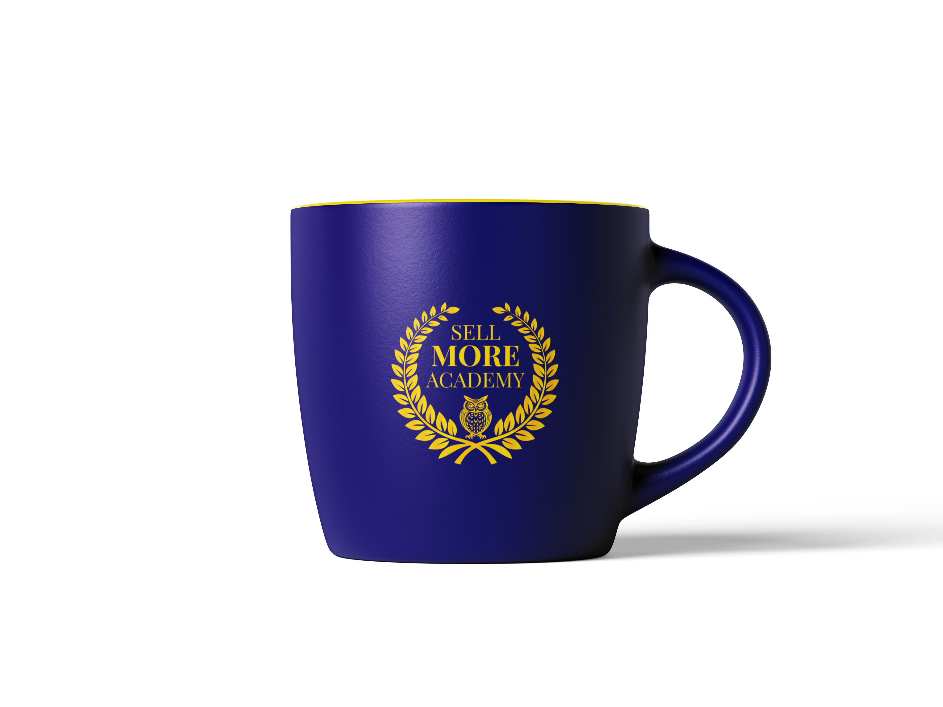 Sell More Academy Coffee Mug — Navy Accent Ceramic Mug with Logo – Image 1