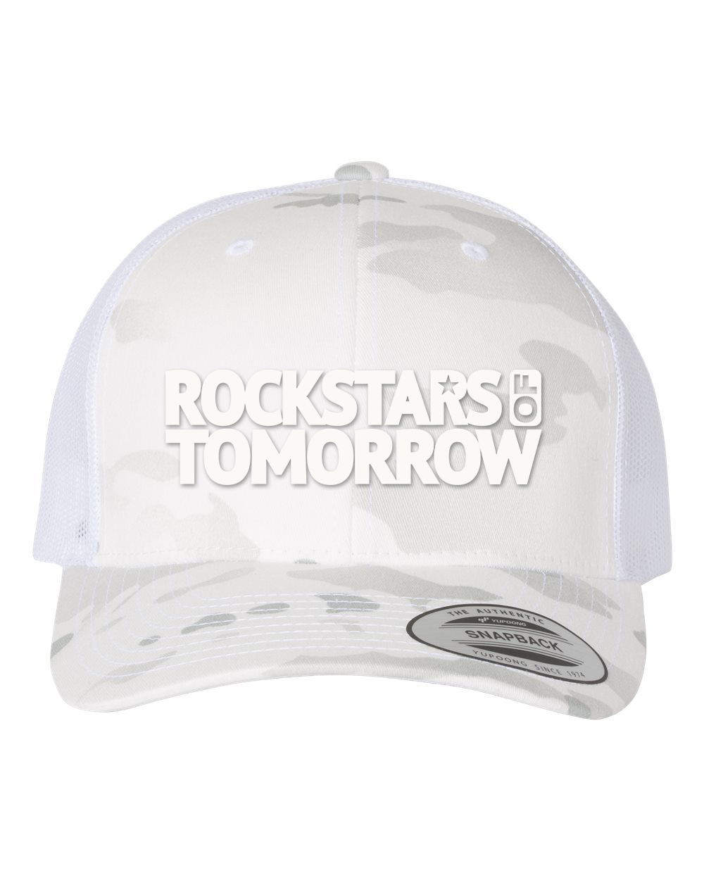 Alpine White Camo "baseball style" Hat – White on Alpine White Camo