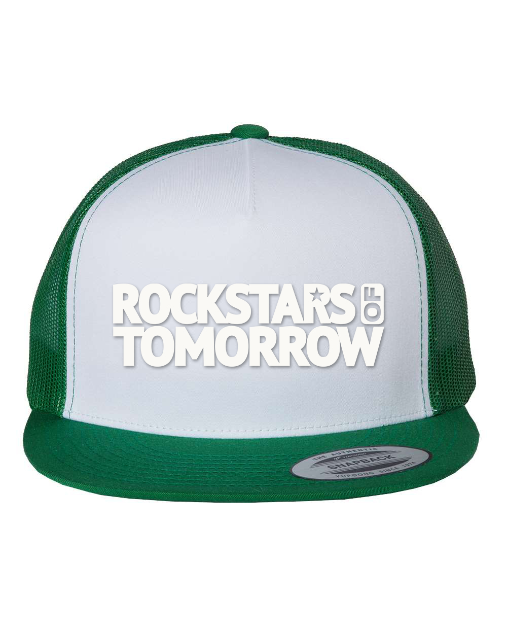 White_Kelly Green "flat-bill style" Hat – Image 2