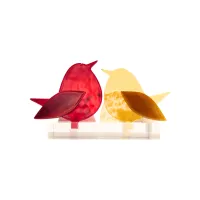 Frame voor 2 vogeltjes van glas – Warm geel, Rood