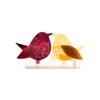 Frame voor 2 vogeltjes van glas – Donker rood, Warm geel