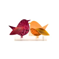 Frame voor 2 vogeltjes van glas – Donker rood, Zonnebloem geel