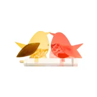 Frame voor 2 vogeltjes van glas – Warm geel, Oranje