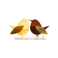 Frame voor 2 vogeltjes van glas – Warm bruin, Warm geel