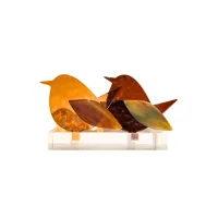 Frame voor 2 vogeltjes van glas – Zonnebloem geel, Warm bruin