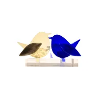 Frame voor 2 vogeltjes van glas – Beige , Kobalt blauw