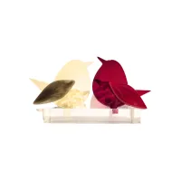 Frame voor 2 vogeltjes van glas – Donker rood, Beige