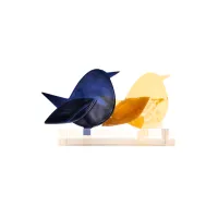 Frame voor 2 vogeltjes van glas – Donker blauw, Warm geel