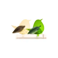 Frame voor 2 vogeltjes van glas – Beige , Gras groen