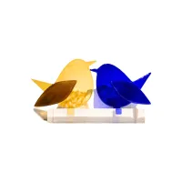 Frame voor 2 vogeltjes van glas – Warm geel, Kobalt blauw