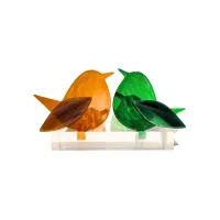 Frame voor 2 vogeltjes van glas – Zonnebloem geel, Diep groen