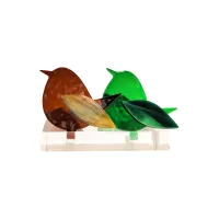 Frame voor 2 vogeltjes van glas – Warm bruin, Diep groen