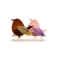 Frame voor 2 vogeltjes van glas – Oud roze, Warm bruin