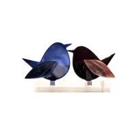 Frame voor 2 vogeltjes van glas – Donker bordeaux, Donker blauw