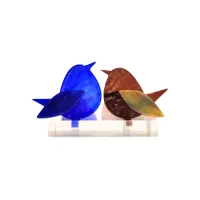 Frame voor 2 vogeltjes van glas – Warm bruin, Kobalt blauw