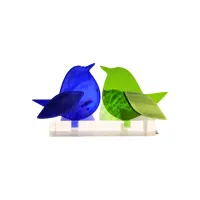 Frame voor 2 vogeltjes van glas – Gras groen, Kobalt blauw