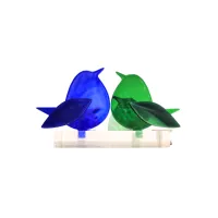 Frame voor 2 vogeltjes van glas – Diep groen, Kobalt blauw