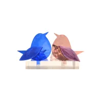 Frame voor 2 vogeltjes van glas – Oud roze, Hemels blauw