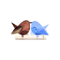 Frame voor 2 vogeltjes van glas – Bordeaux, Licht blauw