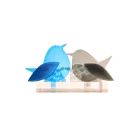 Frame voor 2 vogeltjes van glas – Grijs, Aqua