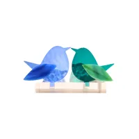Frame voor 2 vogeltjes van glas – Turquoise, Licht blauw