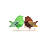 Frame voor 2 vogeltjes van glas – Warm bruin, Midden groen