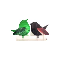 Frame voor 2 vogeltjes van glas – Donker bordeaux, Diep groen
