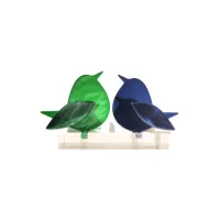 Frame voor 2 vogeltjes van glas – Diep groen, Donker blauw
