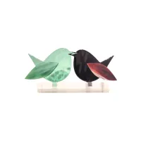 Frame voor 2 vogeltjes van glas – Donker bordeaux, Mint groen