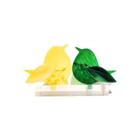 Frame voor 2 vogeltjes van glas – Diep groen, Citroen geel