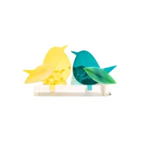 Frame voor 2 vogeltjes van glas – Citroen geel, Turquoise