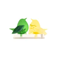 Frame voor 2 vogeltjes van glas – Midden groen, Citroen geel