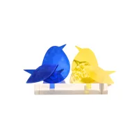 Frame voor 2 vogeltjes van glas – Citroen geel, Hemels blauw