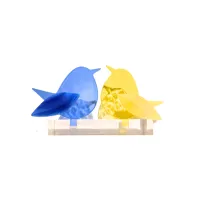 Frame voor 2 vogeltjes van glas – Citroen geel, Licht blauw