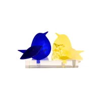 Frame voor 2 vogeltjes van glas – Citroen geel, Kobalt blauw