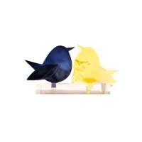 Frame voor 2 vogeltjes van glas – Citroen geel, Donker blauw