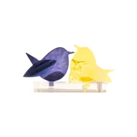 Frame voor 2 vogeltjes van glas – Paars, Citroen geel