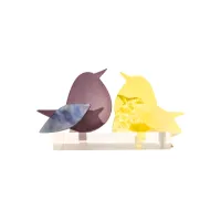 Frame voor 2 vogeltjes van glas – Mauve, Citroen geel