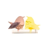 Frame voor 2 vogeltjes van glas – Oud roze, Citroen geel