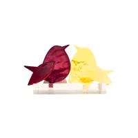 Frame voor 2 vogeltjes van glas – Donker rood, Citroen geel