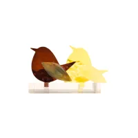 Frame voor 2 vogeltjes van glas – Warm bruin, Citroen geel