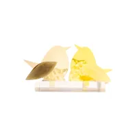 Frame voor 2 vogeltjes van glas – Beige , Citroen geel