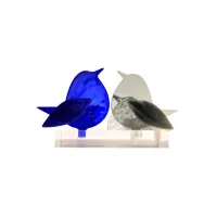 Frame voor 2 vogeltjes van glas – Grijs, Kobalt blauw