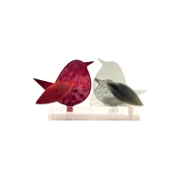 Frame voor 2 vogeltjes van glas – Donker rood, Grijs