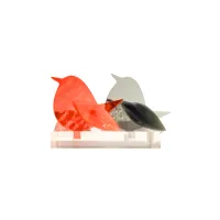 Frame voor 2 vogeltjes van glas – Oranje, Grijs
