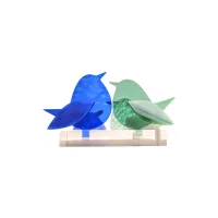 Frame voor 2 vogeltjes van glas – Mint groen, Hemels blauw