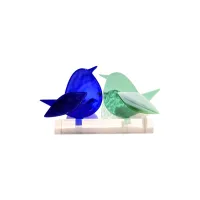 Frame voor 2 vogeltjes van glas – Mint groen, Kobalt blauw