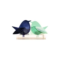 Frame voor 2 vogeltjes van glas – Mint groen, Donker blauw
