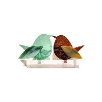 Frame voor 2 vogeltjes van glas – Warm bruin, Mint groen