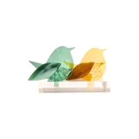 Frame voor 2 vogeltjes van glas – Warm geel, Mint groen